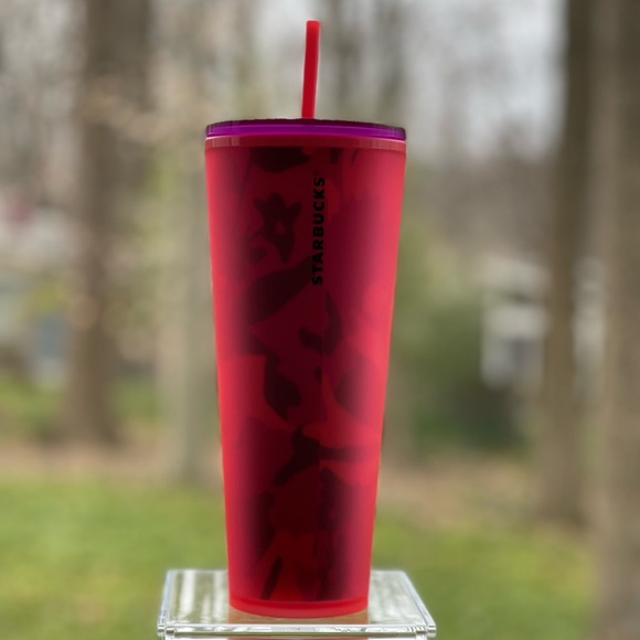 NEW Starbucks Spring 2022 Soft Touch Floral  Red Venti Tumbler - Picture 3 of 10